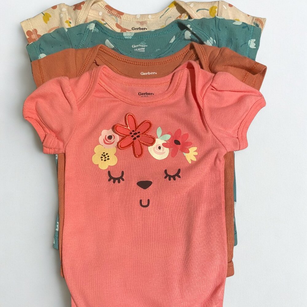 Gerber Kids Bodysuits - Coral, Teal, Brown